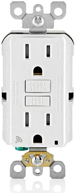 Leviton Smart GFCI, 15 Amp, Self Test, Tamper-Resistant with LED Indicator Light, Send Notifications Directly to Your Smartphone, D2GF1-KW, White