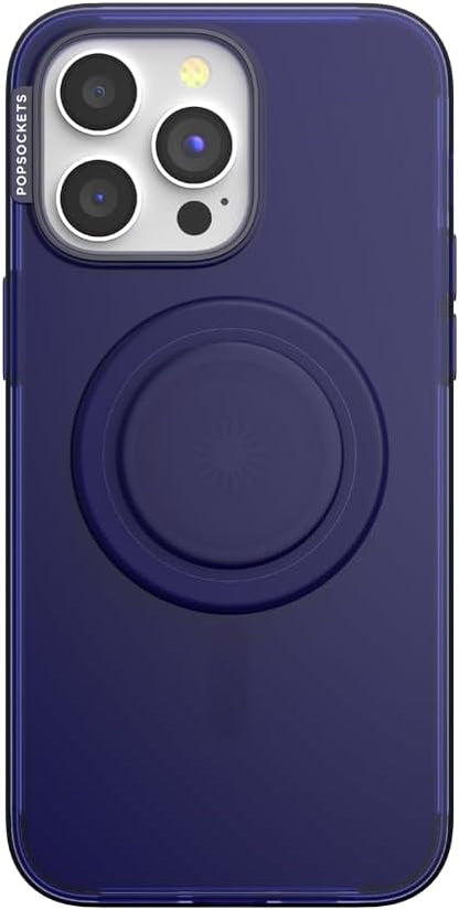 PopSockets iPhone 15 Pro Max Case with Phone Grip and Slide Compatible with MagSafe, Phone Case for iPhone 15 Pro Max, Wireless Charging Compatible - French Navy