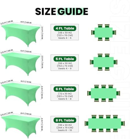 Utopia Kitchen 6FT Spandex Tablecloth [1 Pack, Bright Green] 200 GSM Stretch, Fitted, Washable and Wrinkle Resistant Table Cloth Rectangle Cover for Trade Shows, Wedding, Parties [72Lx30Wx30H Inch]