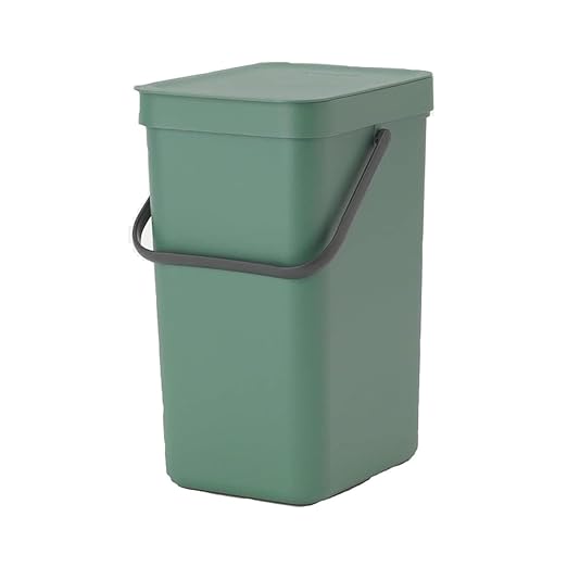 Brabantia Sort & Go Kitchen Recycling Bin | S / 3.2 Gal / 12L | Fir Green | Removable Stay-Open Lid, Carry Handle | Trash Can for Bottles, Cans, Paper, Glass | Wall-Mounting Bracket Included