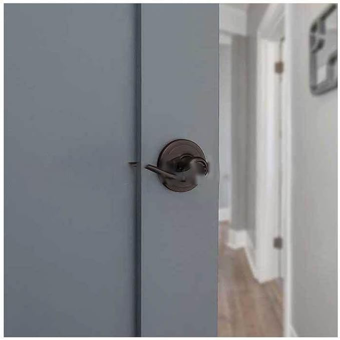 Kwikset Tustin Interior Privacy Door Handle with Lock, Metal, Door Lever For Bathroom and Bedroom, Venetian Bronze Reversible Keyless Turn Lock, with Microban Protection