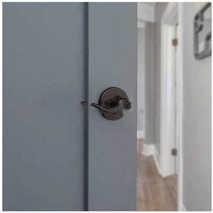 Kwikset Tustin Interior Privacy Door Handle with Lock, Metal, Door Lever For Bathroom and Bedroom, Venetian Bronze Reversible Keyless Turn Lock, with Microban Protection