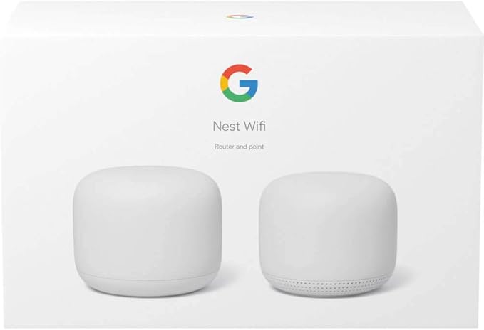 Nest WiFi Router with 1 Point - Mesh for Wireless Internet Wi-Fi Extender Smart Speaker Works and Google Home Systems Snow