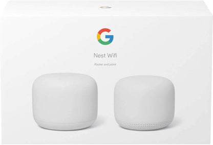 Nest WiFi Router with 1 Point - Mesh for Wireless Internet Wi-Fi Extender Smart Speaker Works and Google Home Systems Snow