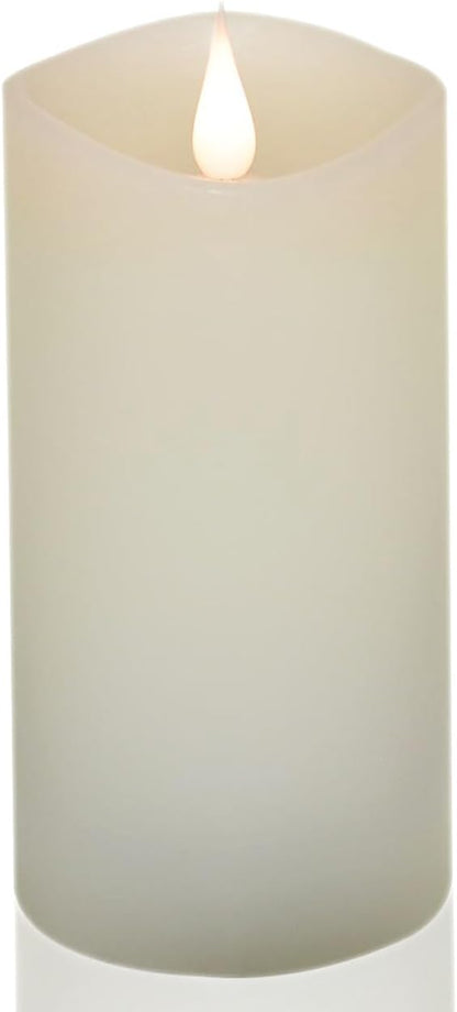 Flickering Flameless Candle, Real Wax LED Pillar Candle with 3D Moving Flame, Battery Operated, Built-in Timer, Ivory, Unscented, Safe for Home Décor, and Holidays 3" x 6.12"