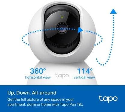 Tapo 2K Pan/Tilt Security Camera for Baby Monitor, Dog Camera w/Motion Detection, 2-Way Audio Siren, Night Vision, Cloud&SD Card Storage, Works w/Alexa & Google Assistant, 2-Pack (Tapo C210P2)