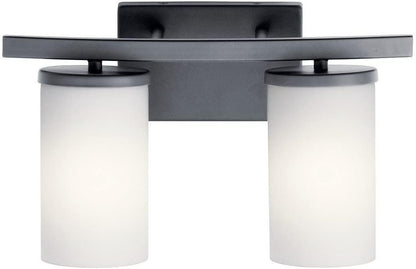 KICHLER Crosby 15" 2 Light Vanity Light Satin Etched Cased Opal Chrome