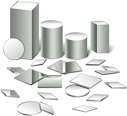 Geiserailie 300 Pieces 1 Inch 3 Shapes Mirror Mosaic Tile Small Round Diamond Square Mini Mosaic Mirrors DIY Craft Glass Decorative for Projects Crafts Supplies, Home Wall Decor.
