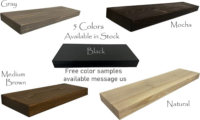 Joel's Antiques 42 Inch Wooden Floating Shelves for Wall - 42x8x2 in - Made of Natural Wood - Heavy Duty Rustic Wall Shelves Made in USA - Perfect for Living Room, Kitchen - Black