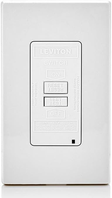 Leviton Blank Face GFCI, 20 Amp, Self Test, LED Indicator Light, Provides GFCI Protection Where an Outlet is not Needed, GFRBF-W, White
