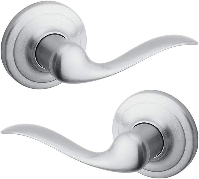 Kwikset Tustin Interior Passage Door Handle, Lever For Closet and Hallway Doors, Reversible Non-Locking Handle Lever, Satin Chrome, 1 Count (Pack of 1)