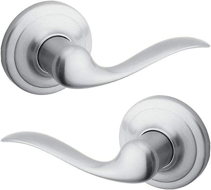 Kwikset Tustin Interior Passage Door Handle, Lever For Closet and Hallway Doors, Reversible Non-Locking Handle Lever, Satin Chrome, 1 Count (Pack of 1)
