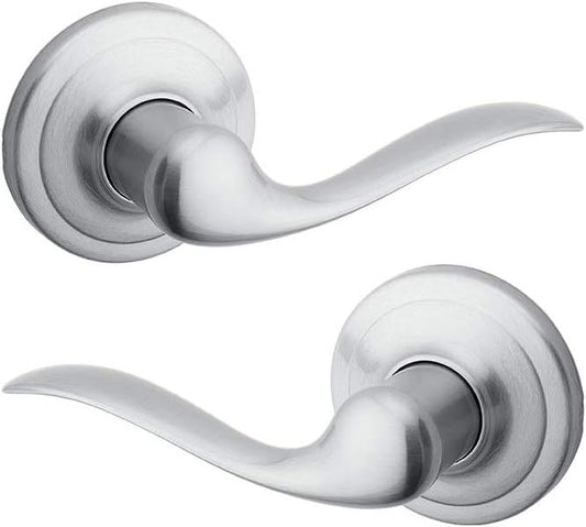 Kwikset Tustin Interior Passage Door Handle, Lever For Closet and Hallway Doors, Reversible Non-Locking Handle Lever, Satin Chrome, 1 Count (Pack of 1)