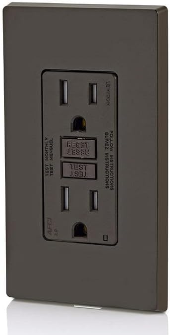 Leviton Outlet, 15 Amp, Self Test, Tamper-Resistant with LED Indicator Light, Protection from Electrical Fires, AFTR1, AFCI, Brown