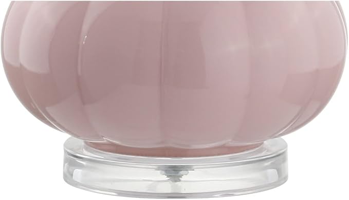 JONATHAN Y 28.5" Pink Glass Teardrop LED Table Lamp Set of 2 for Living Room Bedroom Nightstand, White Linen Shade Modern Transitional Bedside Desk Lamp JYL1079A-SET2