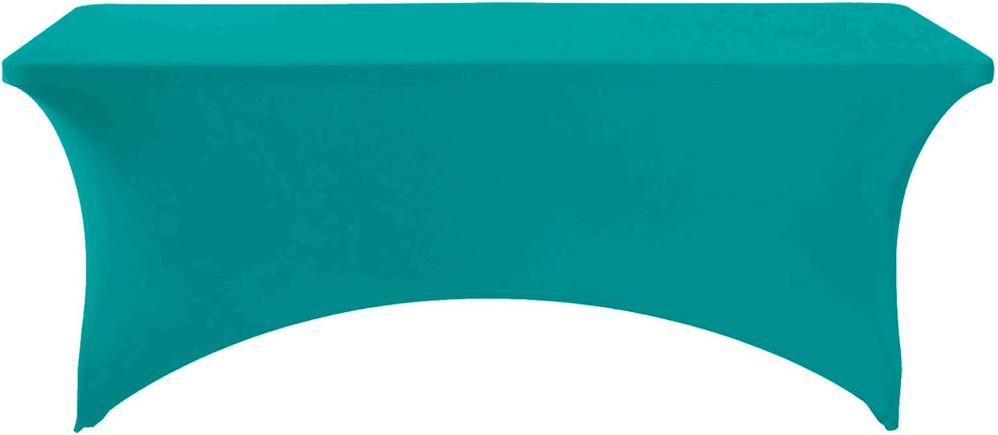 Spandex Table Cover for 6Ft or 4fT or 8ft Table Universal Fitted Stretch Tablecloth for Party, Banquet, Wedding and Events-Turquoise