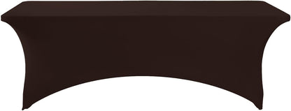 Spandex Table Cover for 8FT or 4ft or 6ft Table Universal Fitted Stretch Tablecloth for Party, Banquet, Wedding and Events-Chocolate