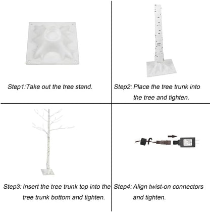 Twinkle Star Lighted Birch Tree for Home Wedding Festival Party Christmas Decoration (4 ft)