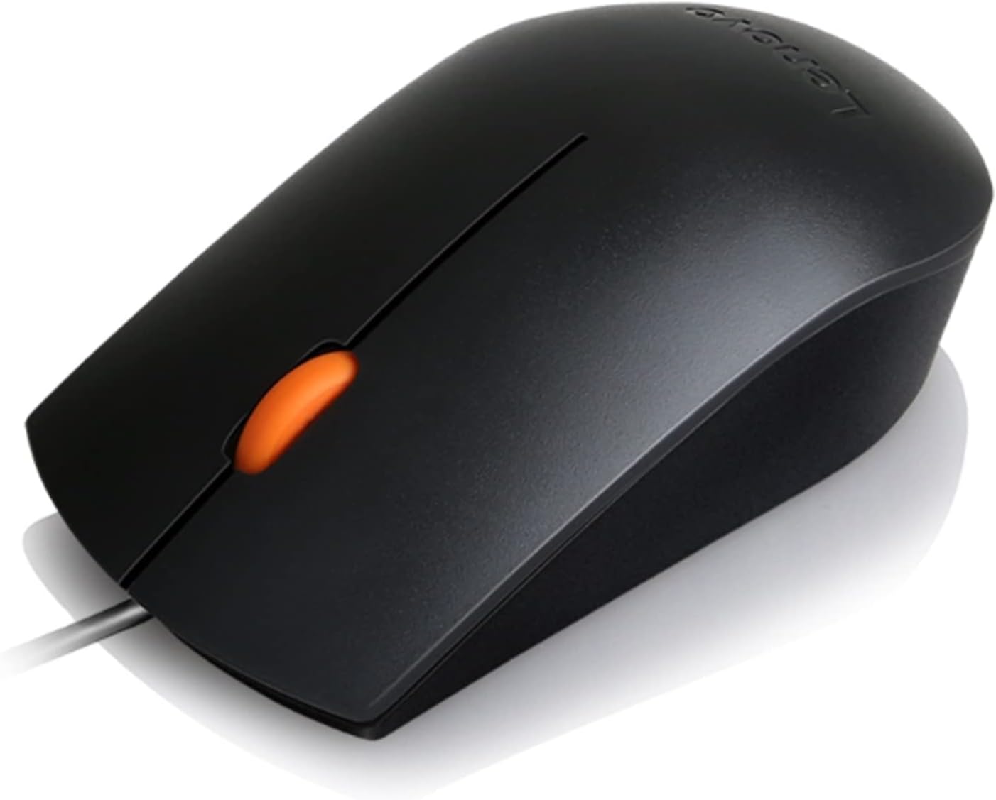 Lenovo 300 USB Wired Computer Mouse - Full Size Optical Ambidextrous Mouse with 1600 DPI, Reliable USB-A Wired Connection, Easy 3-Button Navigation – Long Lasting, Durable Basic Mouse, Black