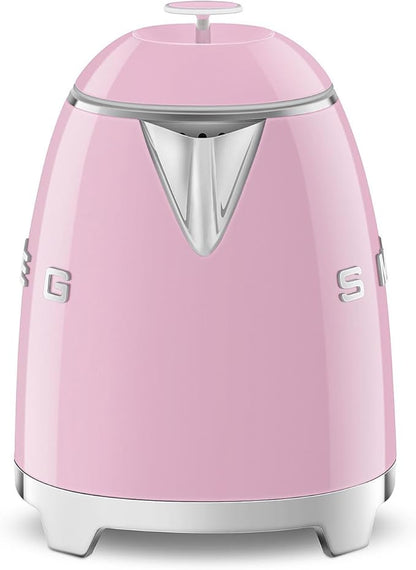 SMEG Mini 50's Retro Style 3 Cup Electric Kettle with Double Wall Anti Slip Base and Water Level Indicator (Pink)