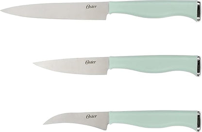 Oster Langmore 15 Piece Stainless Steel Cutlery Knife Block Set W/Black Box – Moss Blue
