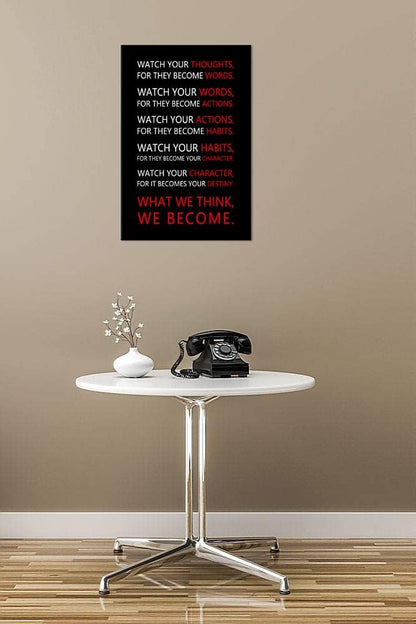 Watch Your Thoughts Inspirational Wall Art Motivational Canvas Painting Inspiring Quotes Posters Prints Artwork Living Room Home Office Classroom Decor Framed Ready to Hang [12''W x 18''H]