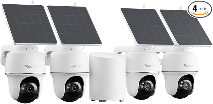 REOLINK 5MP Solar Security Cameras Wireless Outdoor, 360° Pan Tilt Auto-Tracking, Smart AI Detection, Up to 1TB Local Storage, 2.4/5GHz Dual-Band WiFi, Home Hub Mini with 4X Argus PT + Solar Panel