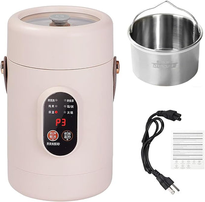 Multifunctional Health Pot, 500W Portable Mini Electric Cooker with Ceramic Glaze Inner & Steamer, Small Slow Cooker with 12-Hour Reservation, for Porridge, Rice, Soup & Steaming (1200ml-Pink)