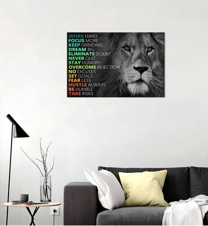 Inspirational Canvas Wall Art Colorful Poster Painting Artwork Motivational Lion Picture Print Wall Decor for Home Office Living Room Bedroom Workplace Wooden Framed Ready to Hang [12''Wx 18''H]