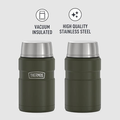 THERMOS Stainless King Vacuum-Insulated Food Jar, 24 Ounce, Army Green (Pack of 4)