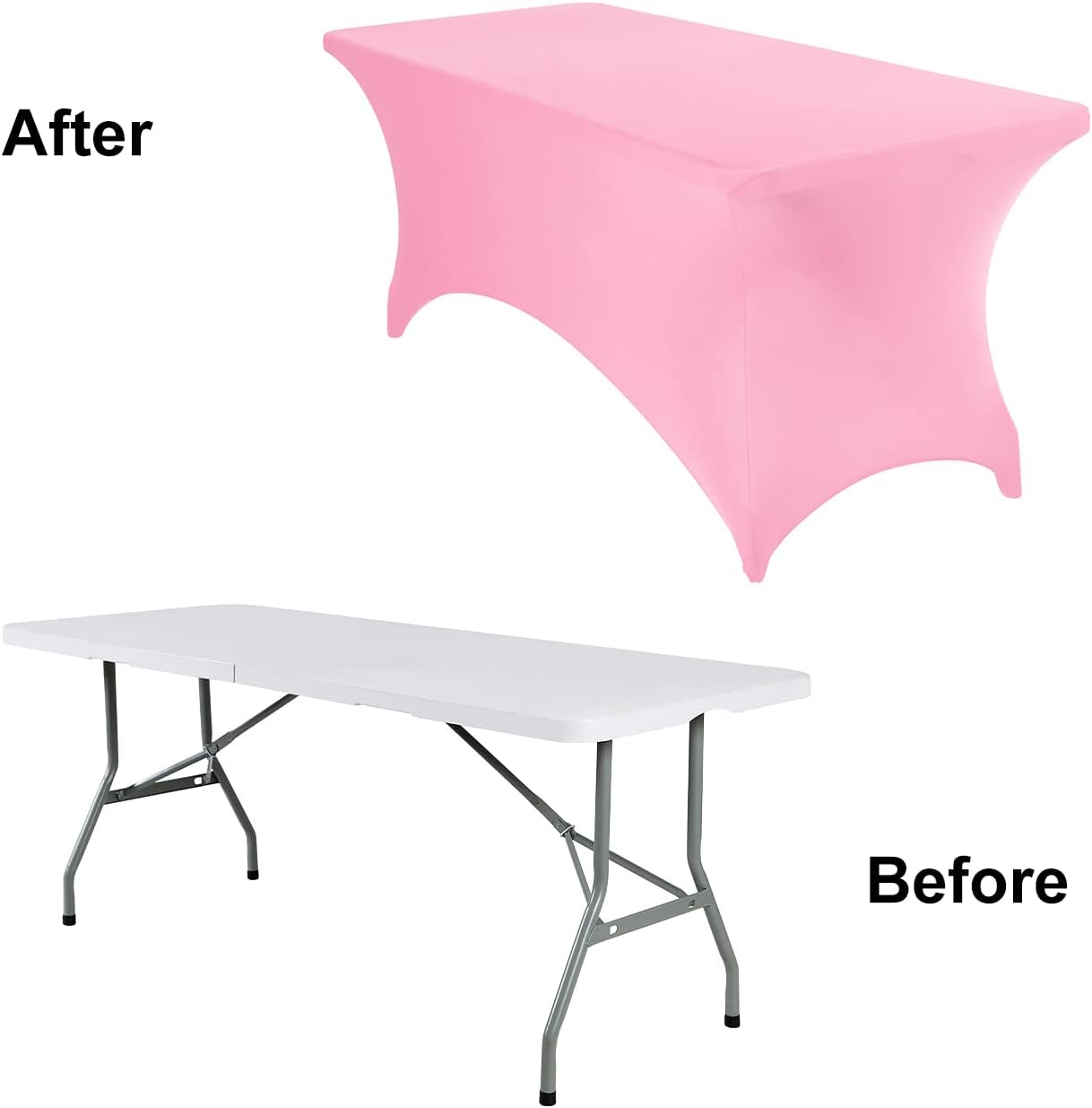 4Pack Spandex Waterproof Table Covers 6ft，Spandex 6ft Waterproof Table Cover for Party,Wedding, Banquet, and Events(Pink)