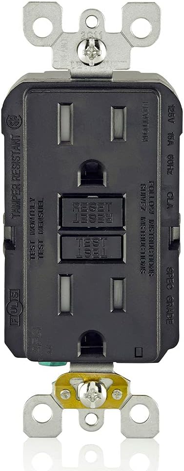 Leviton AFCI Outlet, 15 Amp, Self Test, Tamper-Resistant with LED Indicator Light, Protection from Electrical Fires, AFTR1-E, Black