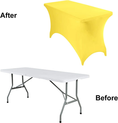 2Pack Spandex Waterproof Table Covers 4ft，Spandex 4ft Waterproof Table Cover for Party,Wedding, Banquet, and Events(Yellow)