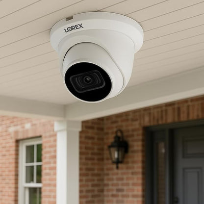 Lorex 4K 8MP IP PoE White Wired Security Dome Camera | Add-On Camera | Color Night Vision | Smart Motion Detection (Person/Vehicle) | Listen-in Audio | IP67 Weatherproof | Metal Housing