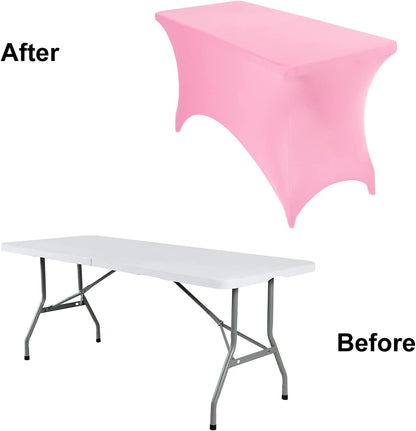 2Pack Spandex Waterproof Table Covers 4ft，Spandex 4ft Waterproof Table Cover for Party,Wedding, Banquet, and Events(Pink)
