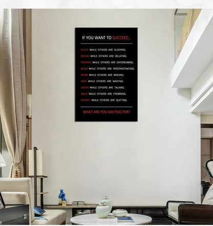 If You Want to Succeed Motivational Wall Art for Office Inspirational Painting Positive Entrepreneur Quotes Canvas Poster Pictures Print Wall Decor Artwork for Living Room Framed [24''Wx 36''H]