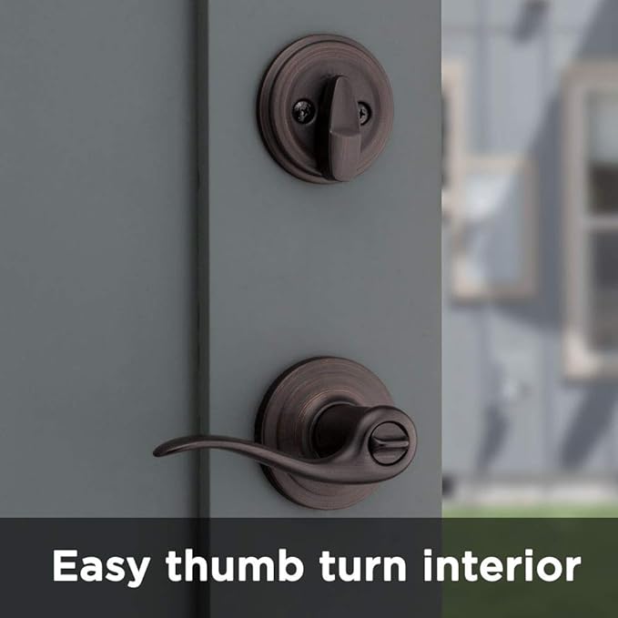 Kwikset 991 Tustin Entry Lever and Single Cylinder Deadbolt Combo Pack featuring SmartKey in Venetian Bronze (99910-041)