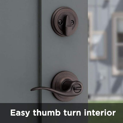 Kwikset 991 Tustin Entry Lever and Single Cylinder Deadbolt Combo Pack featuring SmartKey in Venetian Bronze (99910-041)