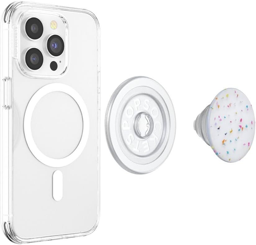 PopSockets Phone Grip for MagSafe with Kickstand, Magnetic Stand, Swappable Top, Secure Hold for iPhone MagSafe Cases, Phone & Tablet Grip - Circus Regrind Coconut Crème