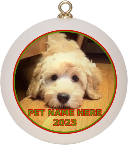 Custom Dog, Cat, or Pet Christmas Ornament Keepsake with Gift Box, Personalized Pet Picture with Pet Name, Shatterproof 2023 Holiday Ball Ornament for Pet Owners