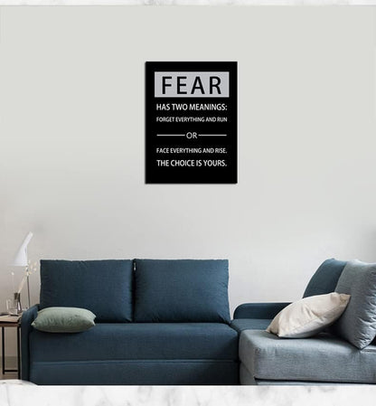 Fear Has Two Meanings Printed Pictures Inspirational Canvas Wall Art Motivational Entrepreneur Quotes Pictures Posters Home Decor Painting Frame for Living Room Office Ready to Hang [24''W x 36''H]
