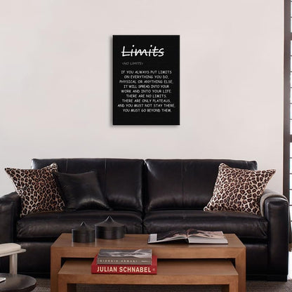 Motivational Wall Art ‘There are no limits’ from Bruce Lee's Printed Modern Artwork Inspirational Quotes Poster Canvas for Office living room Bedroom Home Decor Framed Ready to Hang[30" W X 40" H]