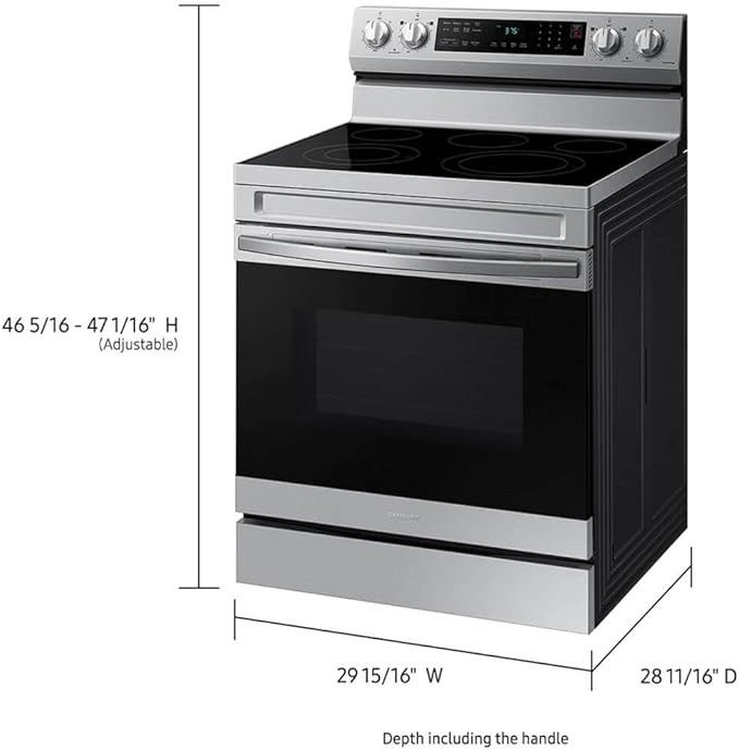 Samsung 6.3 Cu. Ft. Smart Freestanding Electric Range with No Pre-heat Air Fry & Convection, Stainless Steel, NE63A6511SS/AA