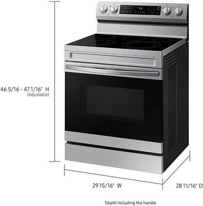 Samsung 6.3 Cu. Ft. Smart Freestanding Electric Range with No Pre-heat Air Fry & Convection, Stainless Steel, NE63A6511SS/AA