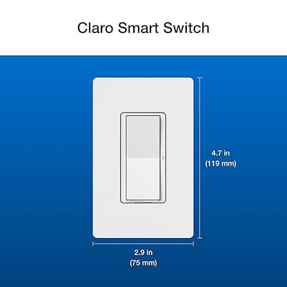 Lutron Claro Smart Switch 3-Way Kit for Caseta Smart Lighting, Includes Wall Plate, Pico Paddle Remote, and Bracket, Neutral Required, DVRF-PKG1S-WH