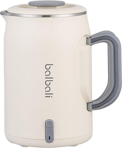 balbali 20oz Small Electric Kettle for Boiling Water - Collapsible Handle Mini Electric Kettle/Boiler for Tea - 400w Low Wattage Portable Kettle for Travel – White
