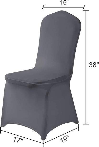 Spandex Chair Cover, 12PCS Removable and Washable Protector for Living Room, Party, Banquet, Wedding Event, Hotel (Gray)
