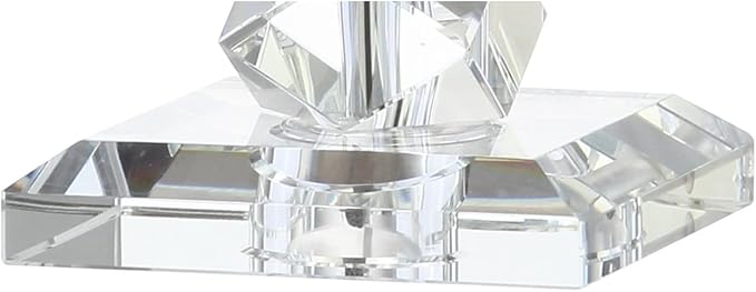 JONATHAN Y 25.5" Clear Faceted Crystal Table Lamp, Modern Glam Chrome Bedside Lamp with White Linen Drum Shade for Living Room Bedroom, UL Listed, LED Bulb Included JYL2013A