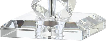 JONATHAN Y 25.5" Clear Faceted Crystal Table Lamp, Modern Glam Chrome Bedside Lamp with White Linen Drum Shade for Living Room Bedroom, UL Listed, LED Bulb Included JYL2013A