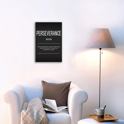 Motivational Canvas Wall Art Perseverance Noun Inspirational Posters and Prints Inspirational Painting Artwork Modern Inspiring Office Living Room Gym Decor Framed Ready to Hang[12" W X 18" H]